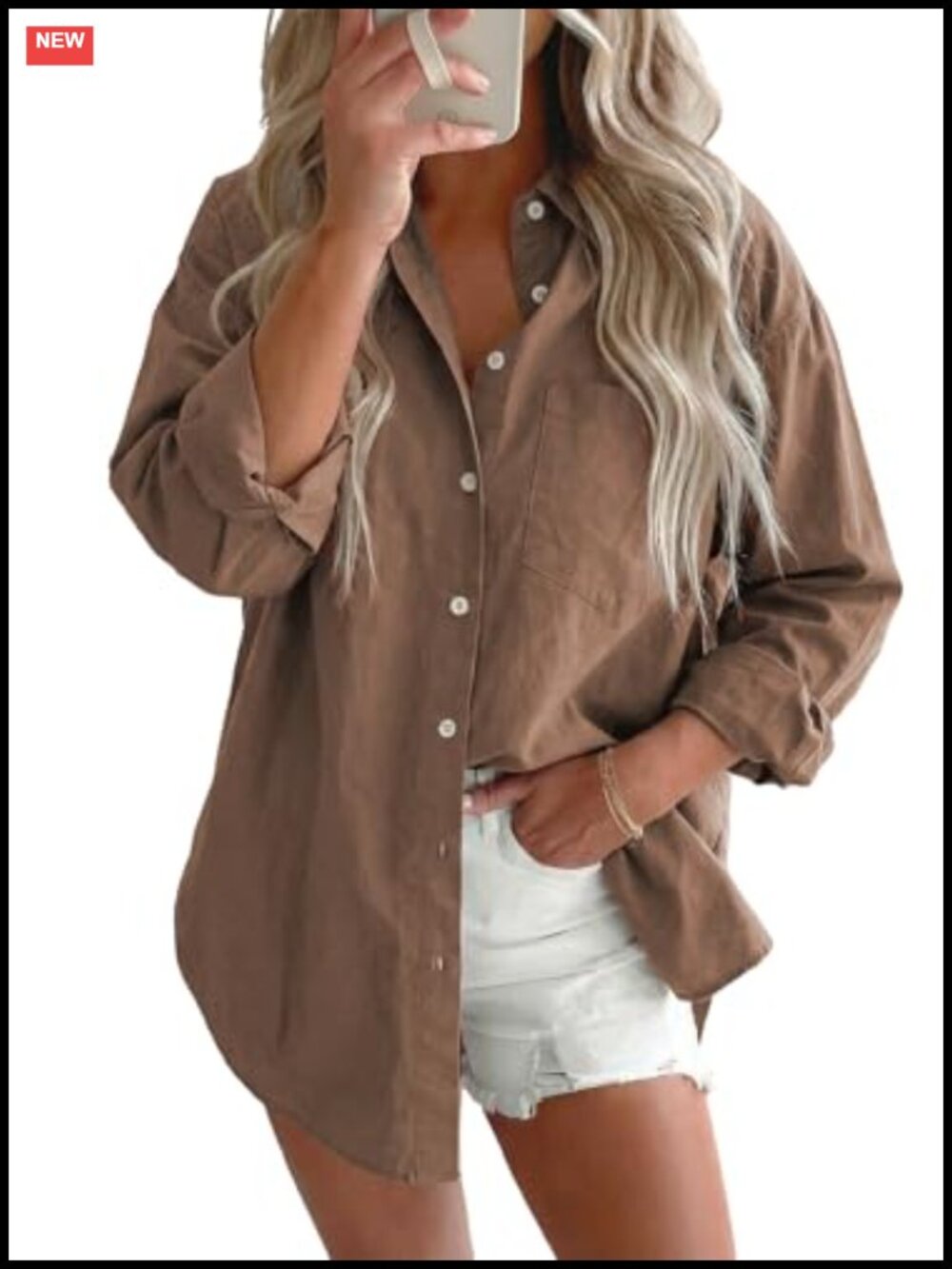Women's Denim Button Down Shirt - Long Sleeve Cotton Blouse Casual